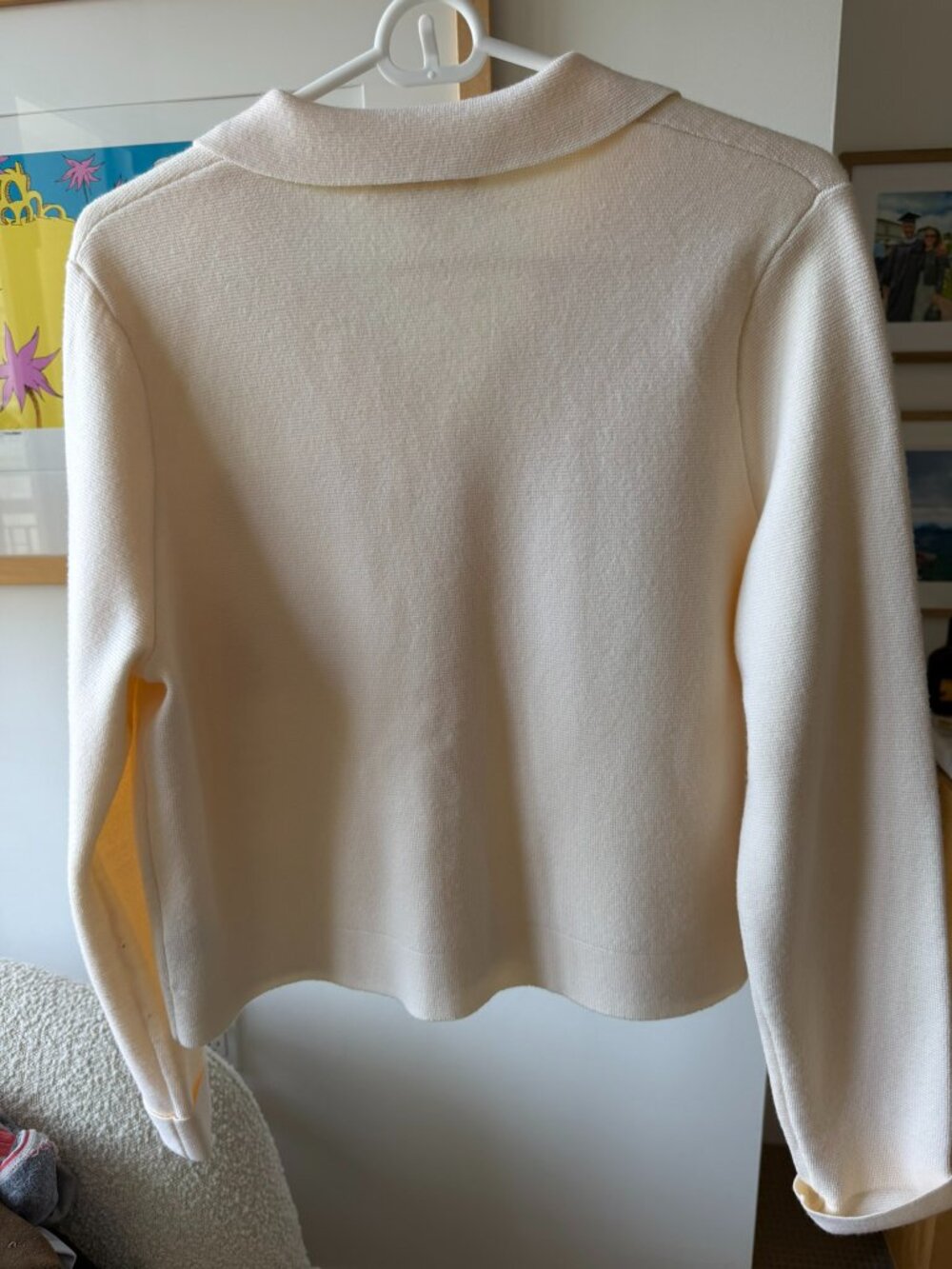 Sézane Will Knit Jacket Ecru Cream Merino Wool Cotton Tortoiseshell Buttons - S - Picture 2 of 2